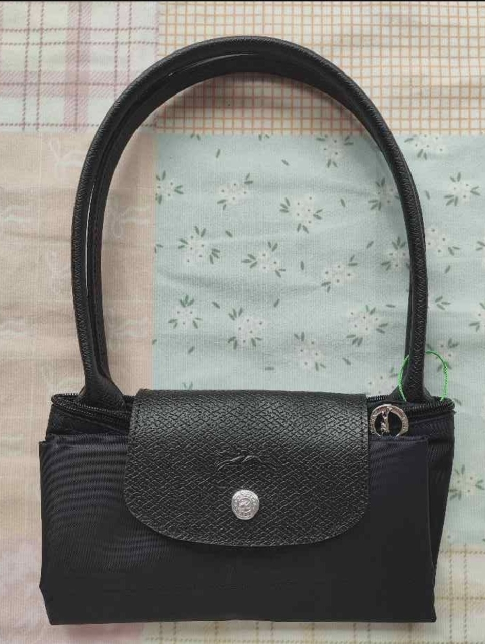 Longchamp Black Mini Tote with Textured Flap